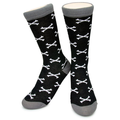 Crew Socks - Crossbones Black/White
