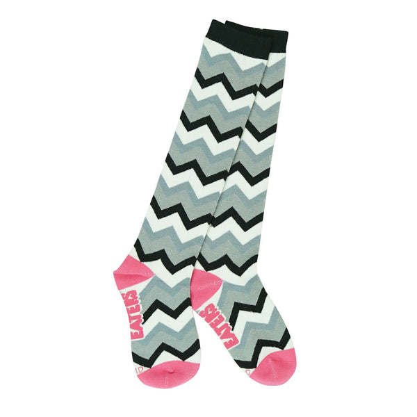 Knee High Socks - Chevrons Gray