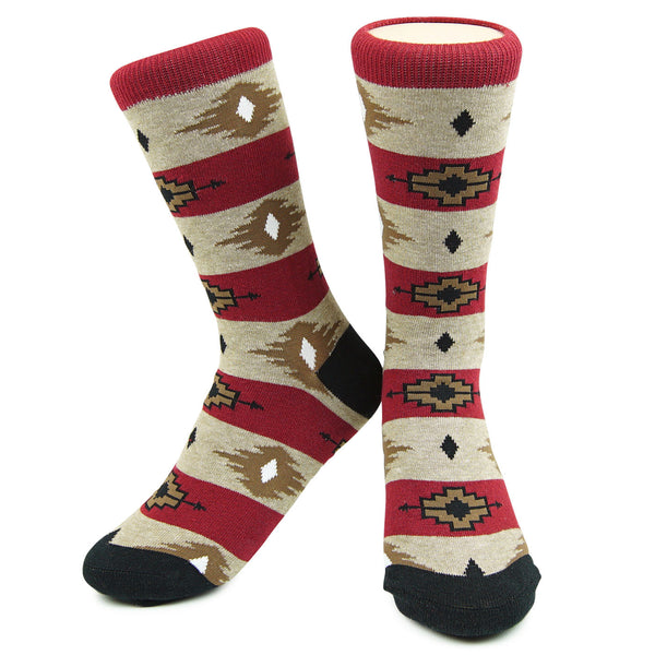 Crew Socks - El Paso - Tan/Burgundy