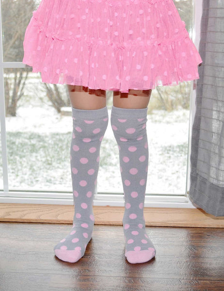 Knee High Socks - Polka Dots Gray