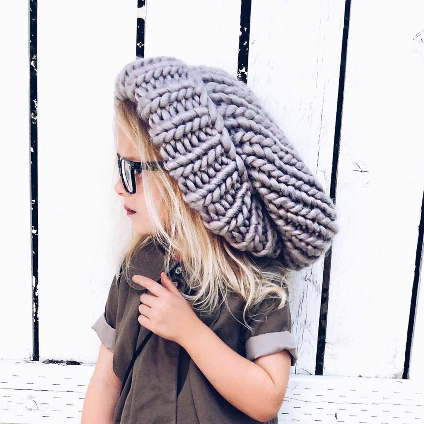Gray Mega Knit Slouchie Beanie Hats For Women Neoneaters