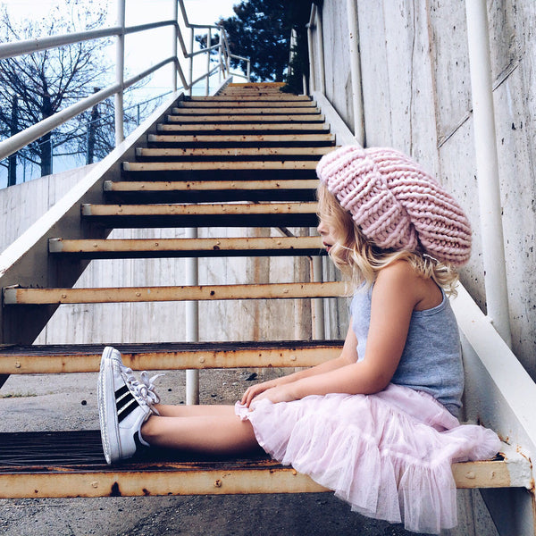 Mega Knit Slouchie Beanie - Pink