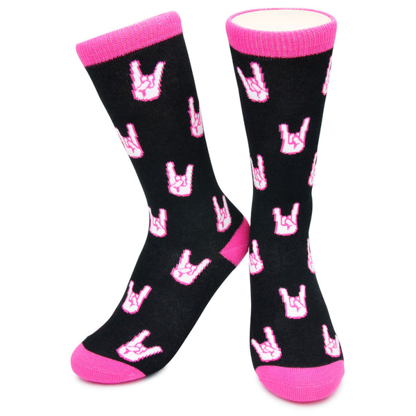 Crew Socks - Rock On Black/Pink